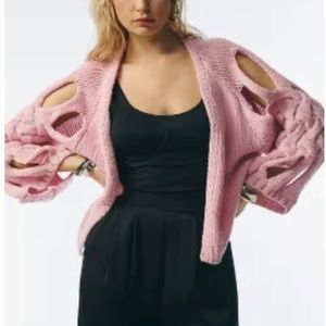 By Anthropologie Braided Cardigan 
Color: PINK
Size One Size